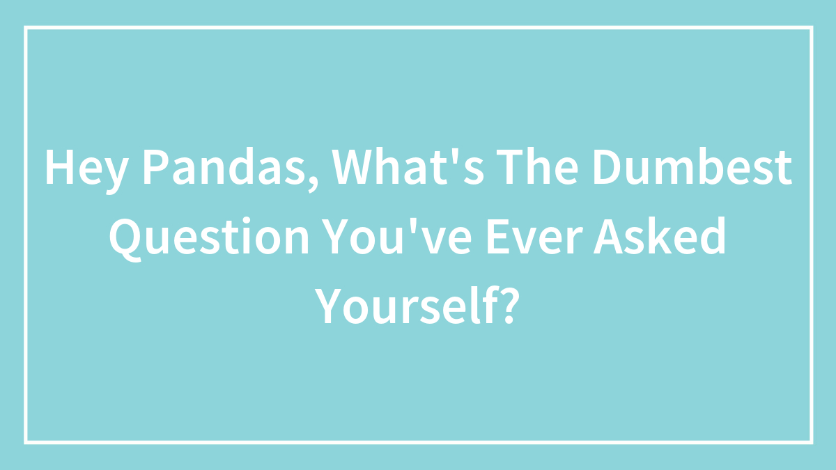 Hey Pandas, What’s The Dumbest Question You’ve Ever Asked Yourself? (Closed)
