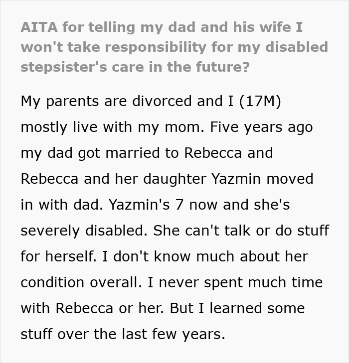 Dad&rsquo;s Guilt Trip To Teen Over Disabled Stepsister Goes Up In Flames As Reality Hits Hard
