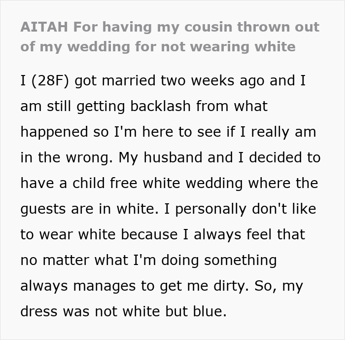 &ldquo;I Wanted To Cry&rdquo;: Bride Embarrasses Cousin By Having Her Thrown Out By Security For Her Dress