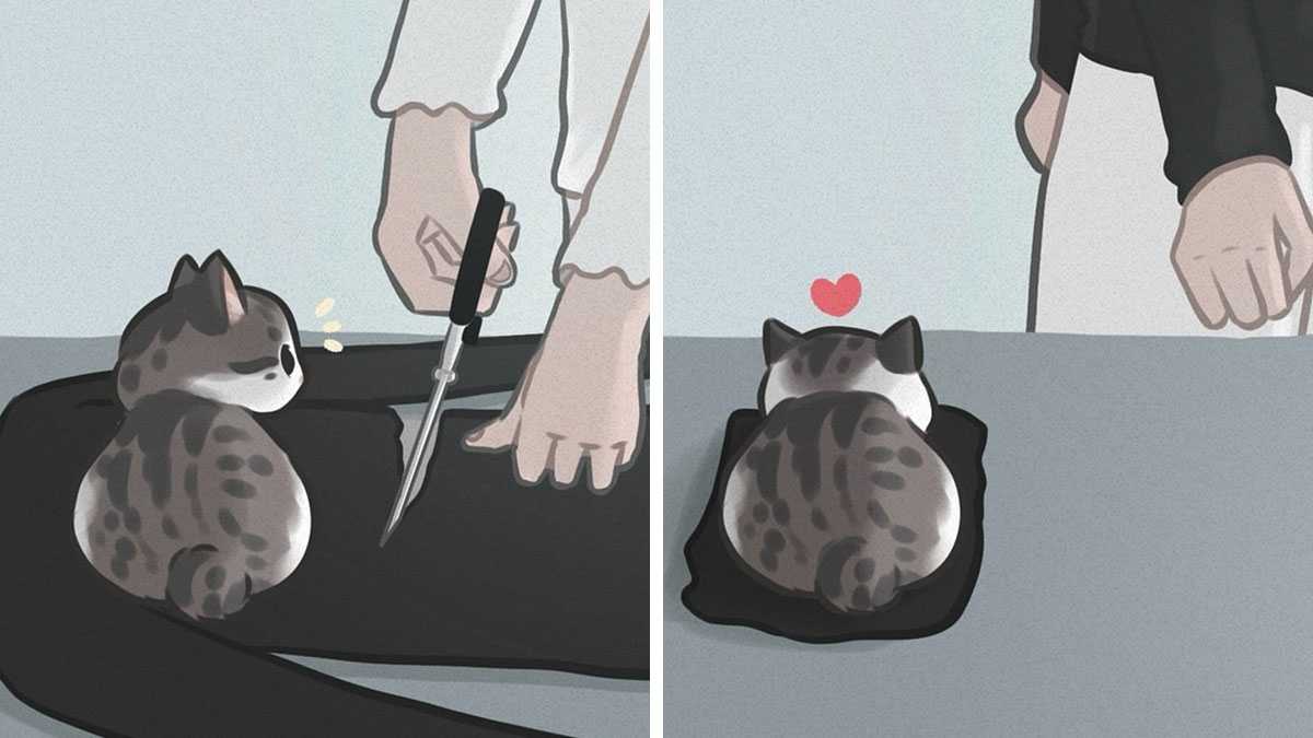 20 Adorable 4-Panel Comics Inspired By Funny Cat Videos, Illustrated By This Artist