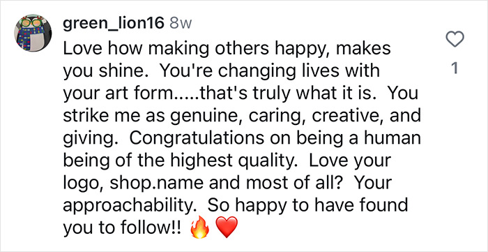 Comment praising a hairdresser for creating a safe, inclusive space and their genuine, caring approach. Comment praising a hairdresser for creating a safe, inclusive space and their genuine, caring approach.