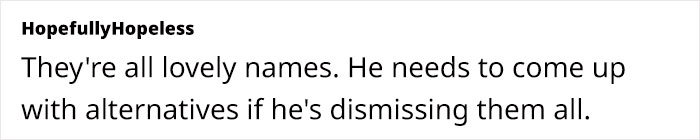 Text response to vetoed baby names, suggesting alternatives needed. Text response to vetoed baby names, suggesting alternatives needed.