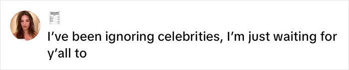 A user comments on the celebrity "ignore list" trend with an avatar image. A user comments on the celebrity "ignore list" trend with an avatar image.
