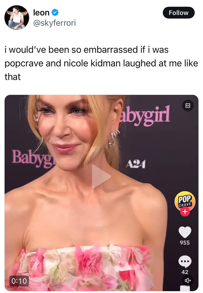 Nicole Kidman at 'Babygirl' premiere in floral dress, facing criticism for behavior. Nicole Kidman at 'Babygirl' premiere in floral dress, facing criticism for behavior.