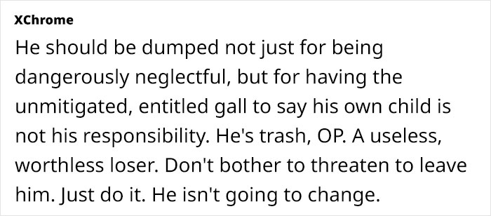 Text exchange discussing negligent dad glued to phone, putting child in danger due to lack of responsibility. Text exchange discussing negligent dad glued to phone, putting child in danger due to lack of responsibility.