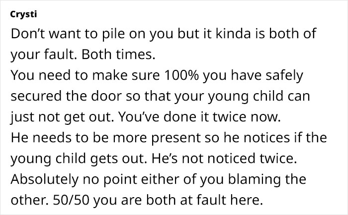 Text discussing a parent's responsibility and child safety, highlighting the need for attentiveness to prevent danger. Text discussing a parent's responsibility and child safety, highlighting the need for attentiveness to prevent danger.