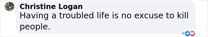 Comment on a social media post regarding Wisconsin school tragedy, stating life's troubles don't excuse murder. Comment on a social media post regarding Wisconsin school tragedy, stating life's troubles don't excuse murder.
