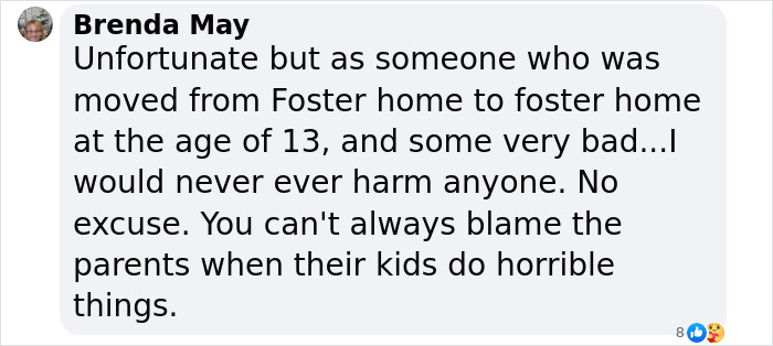 Comment discussing foster care and personal experiences after Wisconsin tragedy, mentioning no excuse for harmful actions. Comment discussing foster care and personal experiences after Wisconsin tragedy, mentioning no excuse for harmful actions.