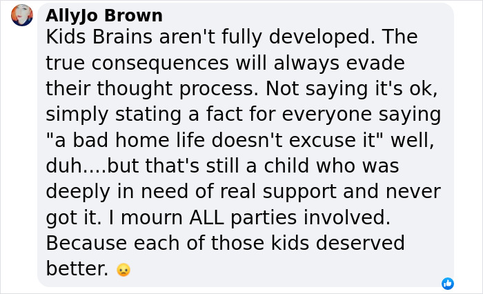 Text post discussing child development and support needs after Wisconsin school tragedy. Text post discussing child development and support needs after Wisconsin school tragedy.