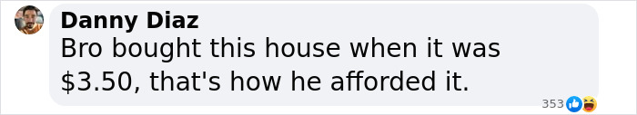 Text bubble about the dad affording the huge mansion with a humorous theory. Text bubble about the dad affording the huge mansion with a humorous theory.