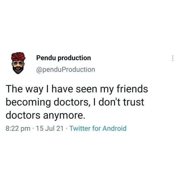 Funny science meme about friends becoming doctors, expressing humor and skepticism.