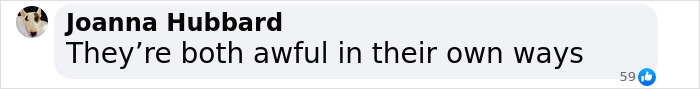Comment by Joanna Hubbard stating “They’re both awful in their own ways” related to Justin Baldoni and lawyer claims. Comment by Joanna Hubbard stating “They’re both awful in their own ways” related to Justin Baldoni and lawyer claims.