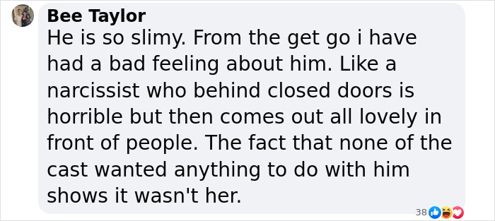 Comment discussing feelings about a person's behavior, related to Justin Baldoni lawyer claims. Comment discussing feelings about a person's behavior, related to Justin Baldoni lawyer claims.