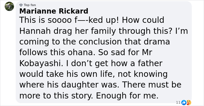 Comment discussing Hannah Kobayashi linked to a green card marriage scam. Comment discussing Hannah Kobayashi linked to a green card marriage scam.