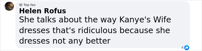 Comment discussing the fashion comparison between Kim Kardashian and Kanye West's wife, Bianca Censori. Comment discussing the fashion comparison between Kim Kardashian and Kanye West's wife, Bianca Censori.