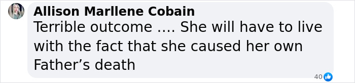 Comment discussing the impact of a woman's actions on her father's death, related to a green card marriage scam. Comment discussing the impact of a woman's actions on her father's death, related to a green card marriage scam.