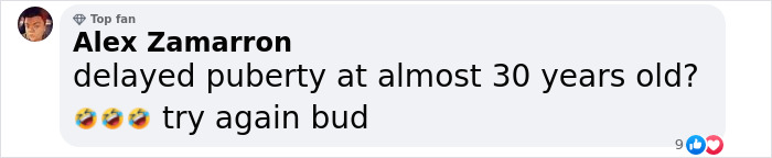 Comment questioning plastic surgery rumors about Matt Rife's changing appearance, mentioning delayed puberty humorously. Comment questioning plastic surgery rumors about Matt Rife's changing appearance, mentioning delayed puberty humorously.