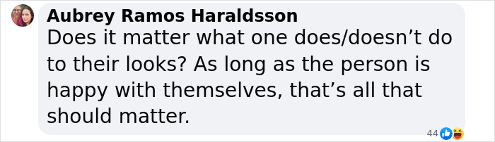 Comment questioning importance of looks amidst plastic surgery rumors. Comment questioning importance of looks amidst plastic surgery rumors.