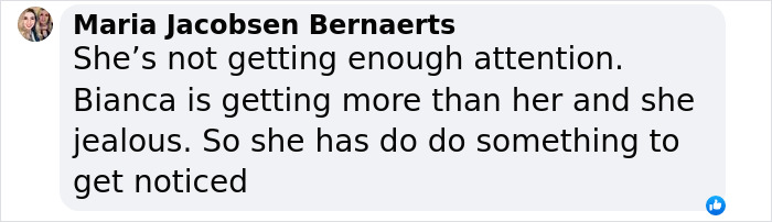 Comment about Kim Kardashian's resemblance to Kanye West's new wife, suggesting jealousy over Bianca's attention. Comment about Kim Kardashian's resemblance to Kanye West's new wife, suggesting jealousy over Bianca's attention.