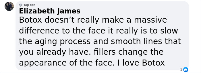 Comment discussing the effects of Botox on aging and facial appearance. Comment discussing the effects of Botox on aging and facial appearance.