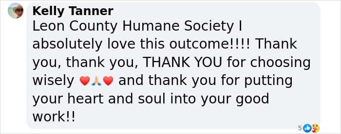 Comment praising the Leon County Humane Society for their work in finding a forever home for Trooper the dog. Comment praising the Leon County Humane Society for their work in finding a forever home for Trooper the dog.