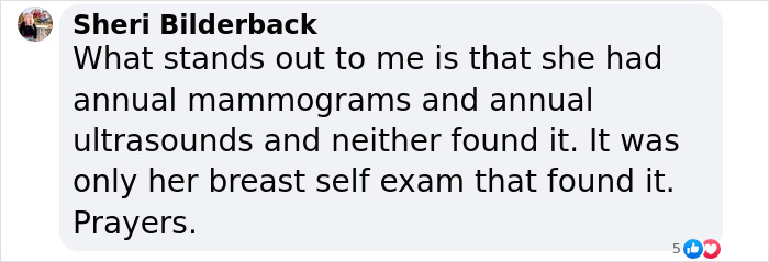 Comment highlighting Nicole Eggert's cancer diagnosis missed by mammograms, found through self-exam. Comment highlighting Nicole Eggert's cancer diagnosis missed by mammograms, found through self-exam.