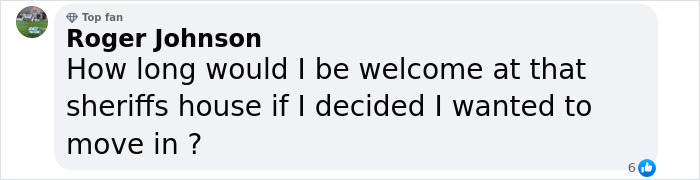 A social media comment discussing a squatter situation involving a sheriff's house. A social media comment discussing a squatter situation involving a sheriff's house.