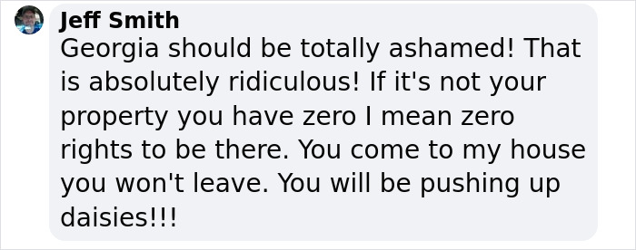 Comment criticizing Georgia's squatter laws and supporting homeowner rights. Comment criticizing Georgia's squatter laws and supporting homeowner rights.