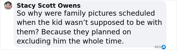 Comment text discussing family photo controversy over son's different pajamas. Comment text discussing family photo controversy over son's different pajamas.