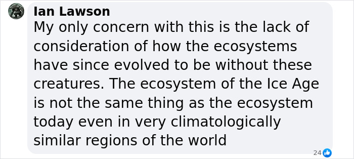 Comment discussing ecosystem changes in relation to mass extinction challenges. Comment discussing ecosystem changes in relation to mass extinction challenges.