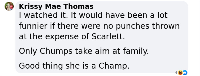 Comment about Colin Jost making jokes about Scarlett Johansson; highlights family dynamics. Comment about Colin Jost making jokes about Scarlett Johansson; highlights family dynamics.