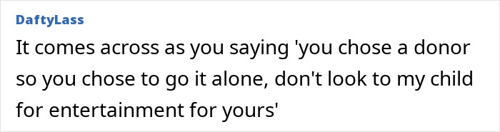 "Comment by DaftyLass discussing single motherhood choices and family dynamics. "Comment by DaftyLass discussing single motherhood choices and family dynamics.