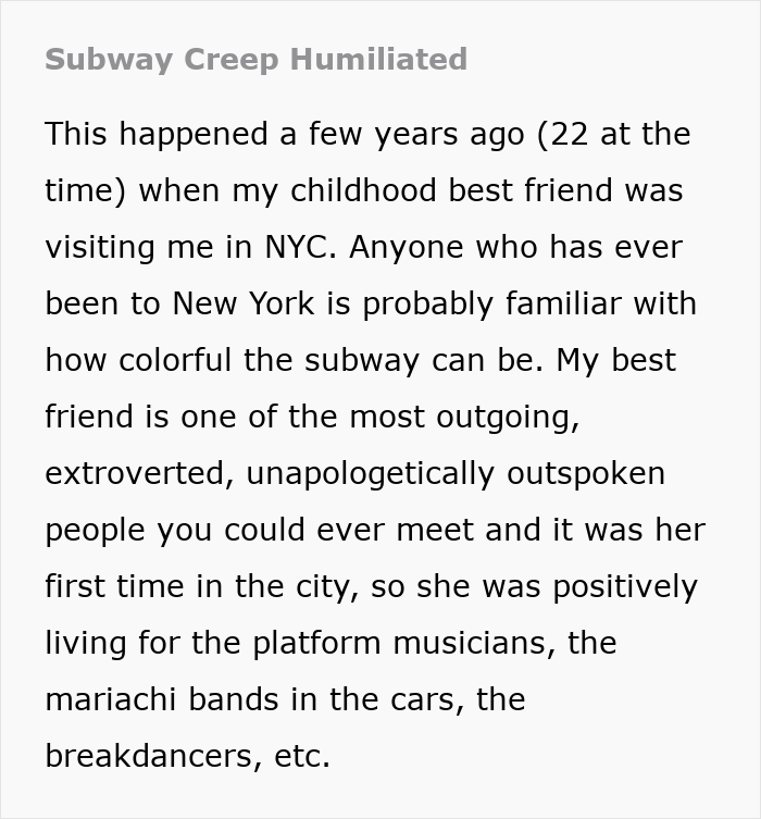 Subway Creep Traumatizes Fellow Passengers, One Woman Savagely Traumatizes Him Back Subway Creep Traumatizes Fellow Passengers, One Woman Savagely Traumatizes Him Back