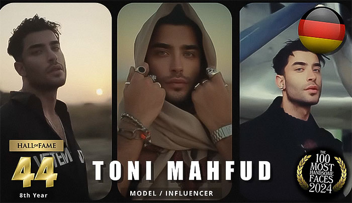 Model Toni Mahfud, ranked among the most handsome men of 2024, featured in three stylish portraits. Model Toni Mahfud, ranked among the most handsome men of 2024, featured in three stylish portraits.
