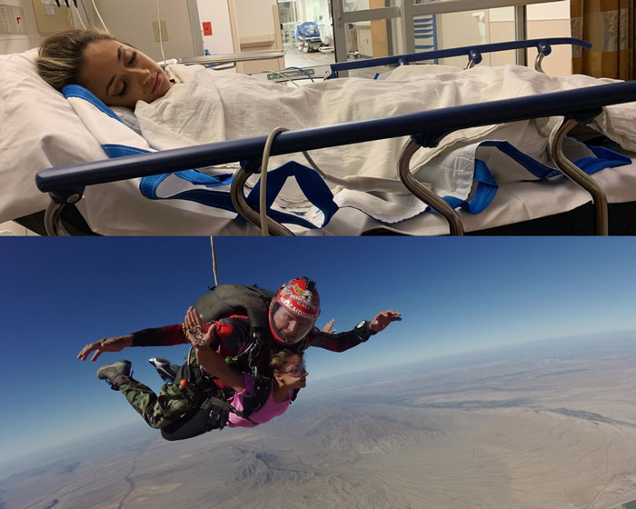 Friends Win $10K After One Ends Up In Hospital In Body Bag Before Going Skydiving Anyway Friends Win $10K After One Ends Up In Hospital In Body Bag Before Going Skydiving Anyway