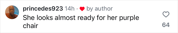 Instagram comment discussing Wendy Williams’ readiness for her purple chair. Instagram comment discussing Wendy Williams’ readiness for her purple chair.