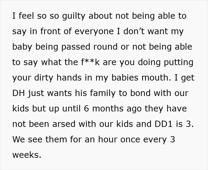 Mom expressing frustration about in-laws holding her baby, highlighting family boundaries and protective instincts. Mom expressing frustration about in-laws holding her baby, highlighting family boundaries and protective instincts.