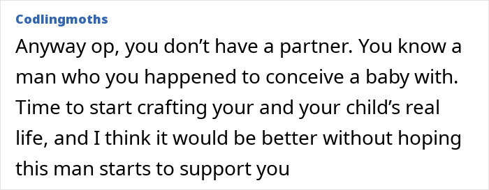 Comment about a woman's partner prioritizing his mom over his relationship. Comment about a woman's partner prioritizing his mom over his relationship.