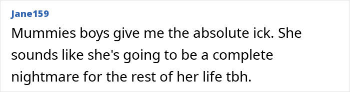 A comment discussing frustration with partners overly influenced by their mothers. A comment discussing frustration with partners overly influenced by their mothers.