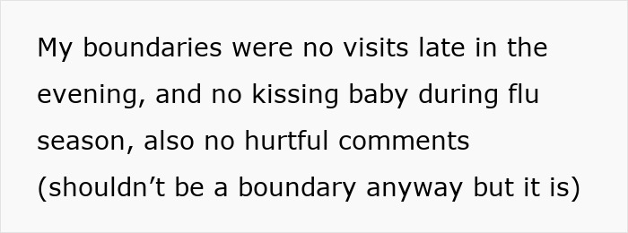 Text discussing boundaries in a relationship, focusing on personal limits and family interactions. Text discussing boundaries in a relationship, focusing on personal limits and family interactions.
