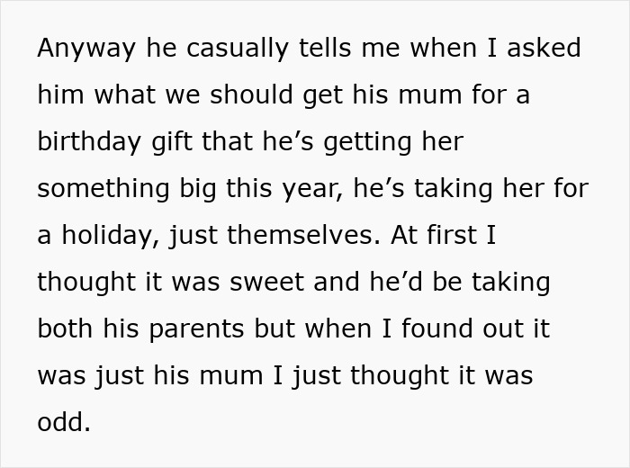 Text message about partner's holiday plans with his mom instead of parents. Text message about partner's holiday plans with his mom instead of parents.