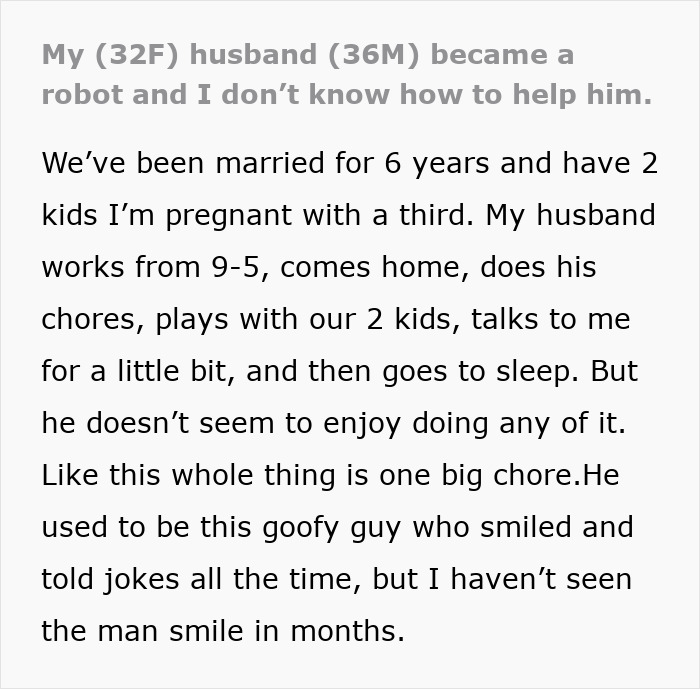 Woman Finally Talks To Husband After Witnessing Him Turning Into A ‘Robot’: “He Started Crying” Woman Finally Talks To Husband After Witnessing Him Turning Into A ‘Robot’: “He Started Crying”
