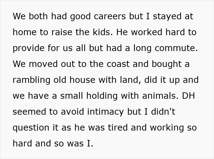 Text sharing a wife's story about life with a neurodivergent husband, describing their careers, home, and challenges. Text sharing a wife's story about life with a neurodivergent husband, describing their careers, home, and challenges.