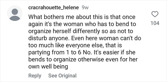 Comment discussing challenges women face in organizing and partying differently post-baby. Comment discussing challenges women face in organizing and partying differently post-baby.