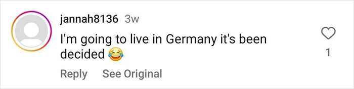 Instagram comment about moving to Germany. Instagram comment about moving to Germany.