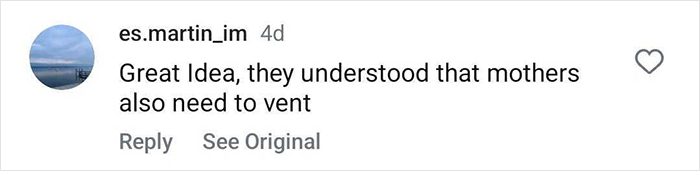 Instagram comment praising mothers redefining partying. Instagram comment praising mothers redefining partying.