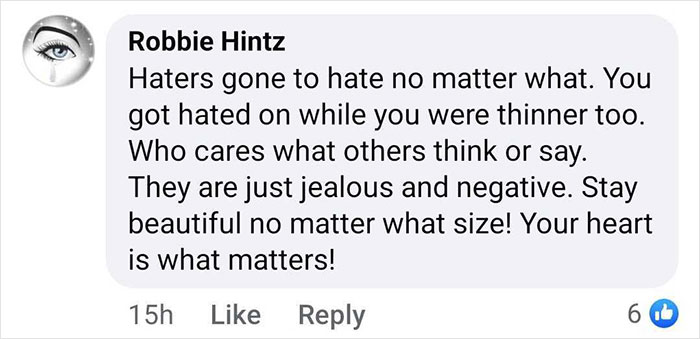 Comment supports Kendra Wilkinson against weight gain criticism, promoting self-love and ignoring negativity. Comment supports Kendra Wilkinson against weight gain criticism, promoting self-love and ignoring negativity.