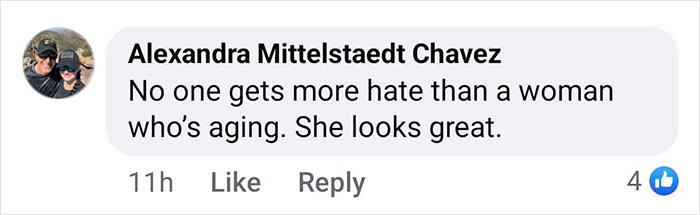 Comment defending former Playboy model against weight gain criticism. Comment defending former Playboy model against weight gain criticism.