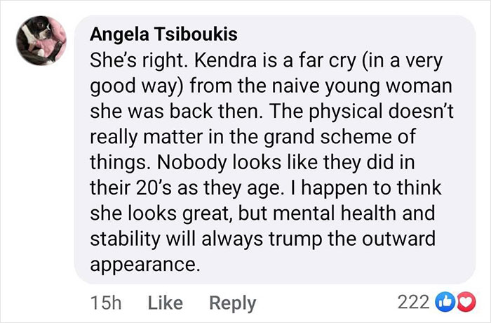 Comment supporting Kendra Wilkinson against trolls criticizing her weight gain, emphasizing mental health over appearance. Comment supporting Kendra Wilkinson against trolls criticizing her weight gain, emphasizing mental health over appearance.