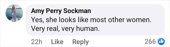 Comment defending former Playboy model against weight gain criticism. Comment defending former Playboy model against weight gain criticism.